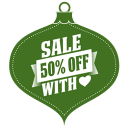 Sale 50 Percent Off Heart Green Emoticon